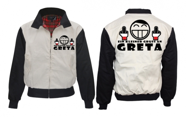 Harrington Jacke - bedruckt - schwarz/weiß - Gruß an Greta Harrington Jacke - bedruckt - schwarz/weiß - Gruß an Greta