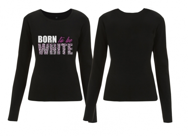 Frauen - Sweatshirt - Born to be White - Leopard - schwarz/pink Frauen - Sweatshirt - Born to be White - Leopard - schwarz/pink