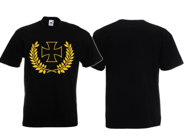 Frauen T-Shirt - Eisernes Kreuz im Kranz - schwarz/gold Frauen T-Shirt - Eisernes Kreuz im Kranz - schwarz/gold