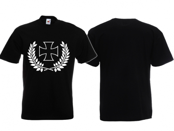 Frauen T-Shirt - Eisernes Kreuz im Kranz - schwarz/weiß Frauen T-Shirt - Eisernes Kreuz im Kranz - schwarz/weiß