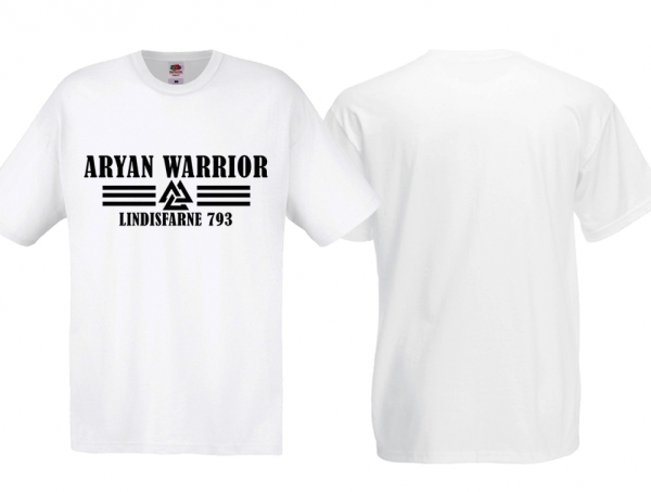 T-Hemd - Aryan Warrior - Lindisfarne 793 - Logo - weiß T-Hemd - Aryan Warrior - Lindisfarne 793 - Logo - weiß