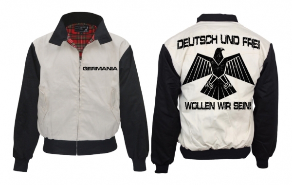 Harrington Jacke - bedruckt - schwarz/weiß - Deutsch und Frei Harrington Jacke - bedruckt - schwarz/weiß - Deutsch und Frei