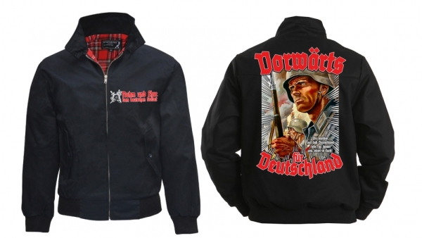 Harrington Jacke - bedruckt - schwarz - Vorwärts für Deutschland Harrington Jacke - bedruckt - schwarz - Vorwärts für Deutschland