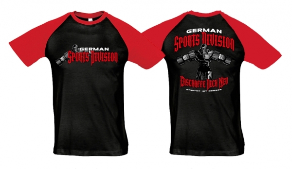 Raglan T-Shirt - German Sports Division - schwarz/rot Raglan T-Shirt - German Sports Division - schwarz/rot