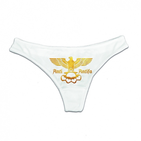 String Tanga - Anti Antifa - Adler mit Schlagring - Gold - weiß String Tanga - Anti Antifa - Adler mit Schlagring - Gold - weiß