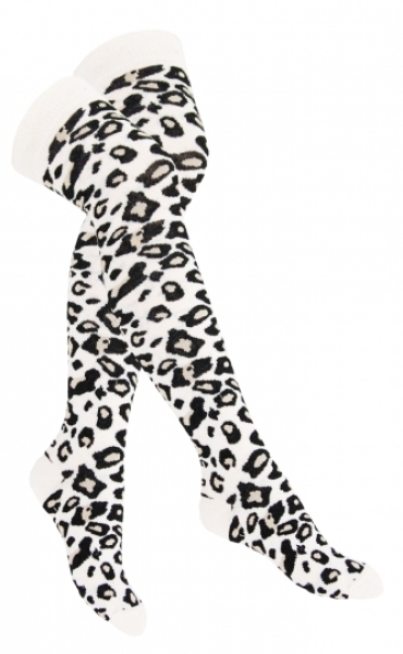 Overknee Strümpfe - Leopardenmuster - Schwarz & Beige Overknee Strümpfe - Leopardenmuster - Schwarz & Beige