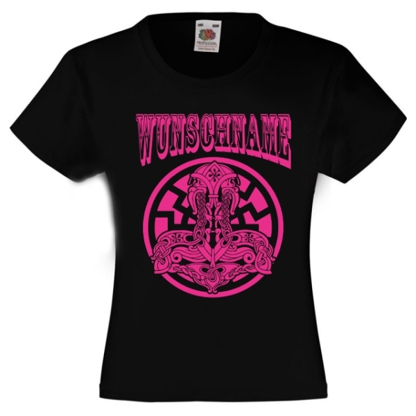 Kinder T-Shirt - Wunschname - Sonne mit Thors Hammer - Mädchen Kinder T-Shirt - Wunschname - Sonne mit Thors Hammer - Mädchen