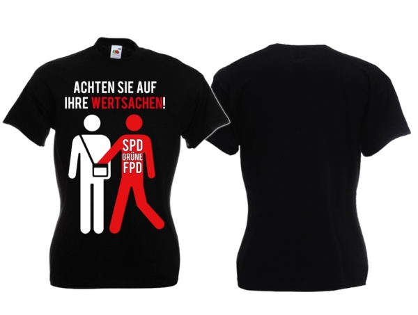 Frauen T-Shirt - Auf Wertsachen achten - schwarz Frauen T-Shirt - Auf Wertsachen achten - schwarz