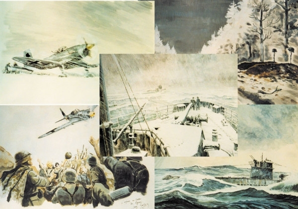 5 dekorative Wandbilder - "e;Kriegsgemälde"e; 5 dekorative Wandbilder - "e;Kriegsgemälde"e;