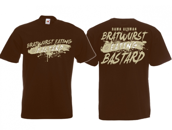 T-Hemd - Bratwurst eating Bastard - braun/beige T-Hemd - Bratwurst eating Bastard - braun/beige