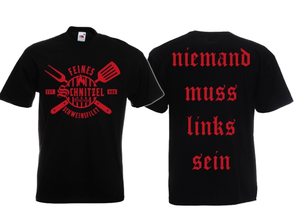 Frauen T-Shirt - Feines Schnitzel Schweinsfilet - schwarz/rot Frauen T-Shirt - Feines Schnitzel Schweinsfilet - schwarz/rot