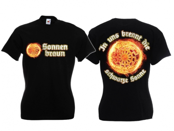 Frauen T-Shirt - Sonnenbraun - schwarz Frauen T-Shirt - Sonnenbraun - schwarz