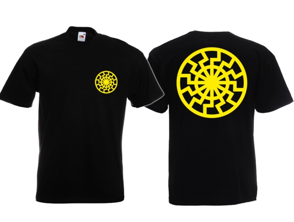 Frauen T-Shirt - Schwarze Sonne - gelb Motiv 1 Frauen T-Shirt - Schwarze Sonne - gelb Motiv 1