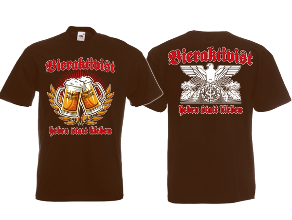 T-Hemd - Bieraktivist - heben statt kleben - Motiv 2 - braun T-Hemd - Bieraktivist - heben statt kleben - Motiv 2 - braun