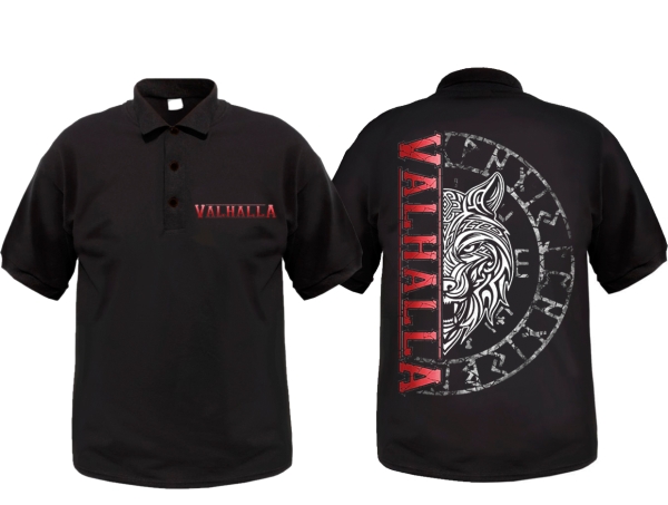 Polo-Shirt - Wolf of Valhalla - schwarz Polo-Shirt - Wolf of Valhalla - schwarz