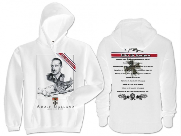 Frauen - Kapuzenpullover - Helden für Deutschland - Adolf Galland - weiß Frauen - Kapuzenpullover - Helden für Deutschland - Adolf Galland - weiß