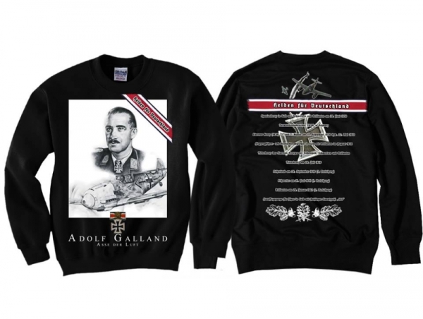Pullover - Helden für Deutschland - Adolf Galland - schwarz Pullover - Helden für Deutschland - Adolf Galland - schwarz
