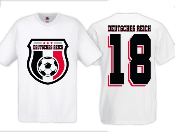 T-Hemd - Fußball - Deutsches Reich - Trikot 18 - Motiv 2 - weiß T-Hemd - Fußball - Deutsches Reich - Trikot 18 - Motiv 2 - weiß
