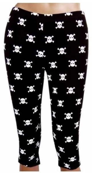 Leggings - Capri - Totenköpfe - schwarz Leggings - Capri - Totenköpfe - schwarz