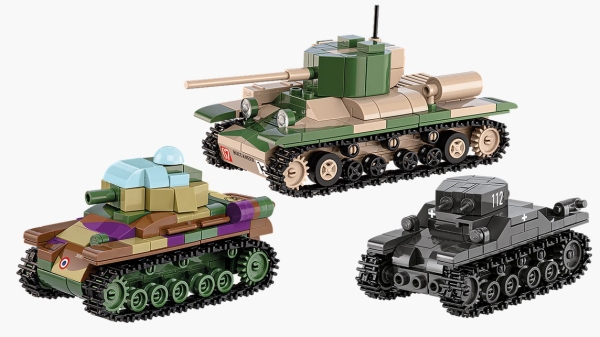 Bausatz - 3er Panzer Set - Panzer I - Renault R35 - Valentine IX Bausatz - 3er Panzer Set - Panzer I - Renault R35 - Valentine IX
