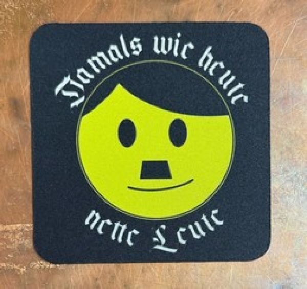 Getränkeuntersetzer - Nettes Gesicht - Damals wie heute