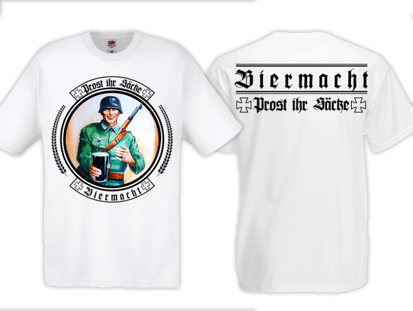 T-Hemd - Biermacht - Prost ihr Säcke - weiß - Männertag T-Hemd - Biermacht - Prost ihr Säcke - weiß - Männertag