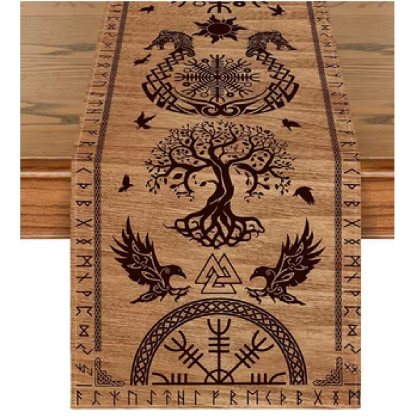 Tischläufer - Rabenbanner - braun Tischläufer - Rabenbanner - braun