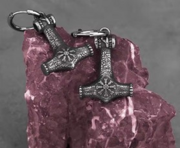 Ohrringe - Thors Hammer - mit Vegvisir - 1 Paar