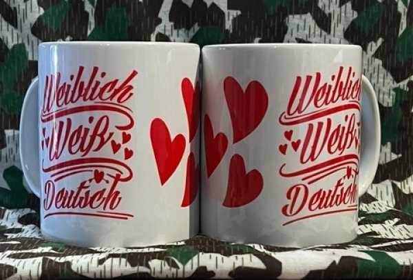 Tasse - Jumbo XXL - weiblich/weiß/deutsch Tasse - Jumbo XXL - weiblich/weiß/deutsch