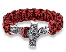 Armband - Paracord - Thorshammer mit Rune - 23cm - rot/schwarz