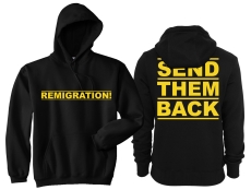 Kapuzenpullover - Remigration - Motiv 1 - schwarz/gelb