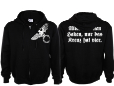 Kapuzenjacke - Alles hat nen Haken, nur das Kreuz hat vier - schwarz