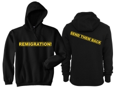 Frauen - Kapuzenpullover - Remigration - Motiv 2 - schwarz/gelb