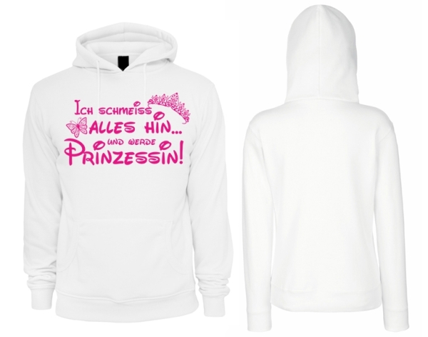 Frauen - Kapuzenpullover - Prinzessin - rosa/weiß Frauen - Kapuzenpullover - Prinzessin - rosa/weiß