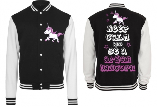Frauen College Jacke - schwarz/weiß - Aryan Unicorn - Motiv 2 Frauen College Jacke - schwarz/weiß - Aryan Unicorn - Motiv 2