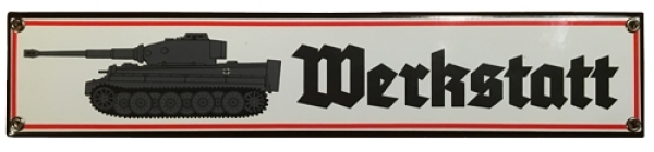 Emailleschild - Tiger - Werkstatt - riesig Emailleschild - Tiger - Werkstatt - riesig