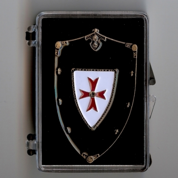 Pin - Templer Wappen schwarzes Schild mit Geschenkbox Pin - Templer Wappen schwarzes Schild mit Geschenkbox