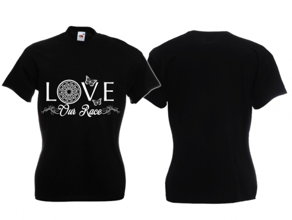 Frauen T-Shirt - Love our Race - schwarz/weiß - Motiv1 Frauen T-Shirt - Love our Race - schwarz/weiß - Motiv1