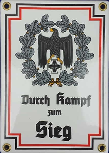 Emailleschild - Durch kampf zum Sieg Emailleschild - Durch kampf zum Sieg