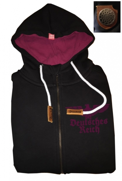 Druck18 Premium - Frauen Kapuzenjacke - Deutsches Herz - schwarz Druck18 Premium - Frauen Kapuzenjacke - Deutsches Herz - schwarz