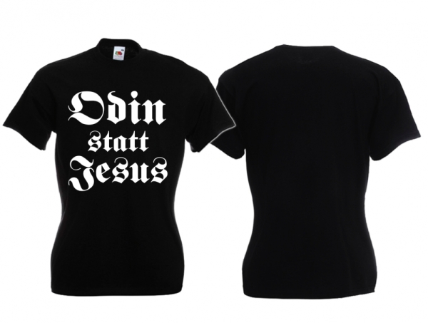 Frauen T-Shirt - Odin statt Jesus - Motiv 3 - schwarz/weiß Frauen T-Shirt - Odin statt Jesus - Motiv 3 - schwarz/weiß