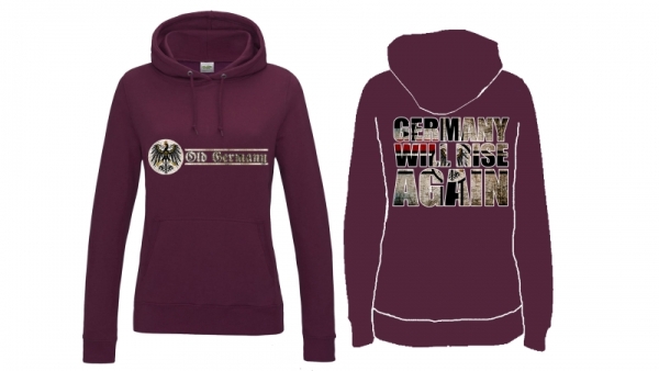 Frauen College Hoodie - Germany will rise again - burgundy Frauen College Hoodie - Germany will rise again - burgundy