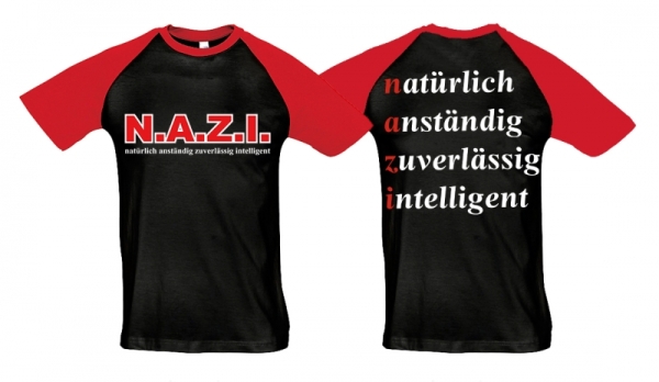 Raglan T-Shirt - N.A.Z.I. - Motiv 1 - schwarz/rot Raglan T-Shirt - N.A.Z.I. - Motiv 1 - schwarz/rot