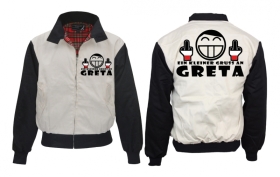 Harrington Jacke - bedruckt - schwarz/weiß - Gruß an Greta Harrington Jacke - bedruckt - schwarz/weiß - Gruß an Greta