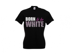Frauen T-Shirt - Born to be white - Leopard - schwarz/pink Frauen T-Shirt - Born to be white - Leopard - schwarz/pink