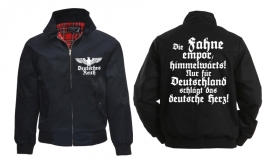 Harrington Jacke - bedruckt - schwarz - Deutsches Herz Harrington Jacke - bedruckt - schwarz - Deutsches Herz