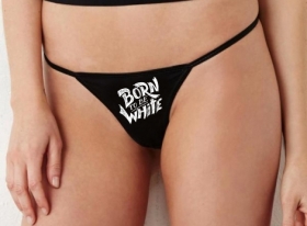 String Tanga - Born to be white - Logo - schwarz String Tanga - Born to be white - Logo - schwarz