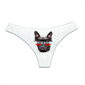 String Tanga - Bulldogge - Brille - swr - weiß String Tanga - Bulldogge - Brille - swr - weiß