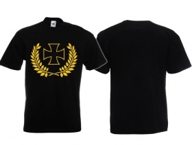 Frauen T-Shirt - Eisernes Kreuz im Kranz - schwarz/gold Frauen T-Shirt - Eisernes Kreuz im Kranz - schwarz/gold