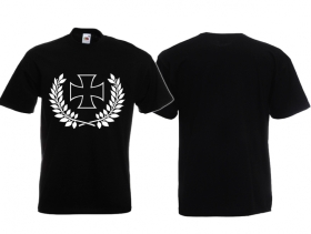 Frauen T-Shirt - Eisernes Kreuz im Kranz - schwarz/weiß Frauen T-Shirt - Eisernes Kreuz im Kranz - schwarz/weiß